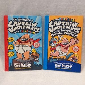 (Middle Grade) Captain Underpants by Dav Pilky, Book 1 & Book 4